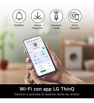 LG LG F0P3020TSWC Lavatrice 20 kg XL Centrifuga 1000 Giri Inverter Vapore Wi-Fi AI DD™ Classe B