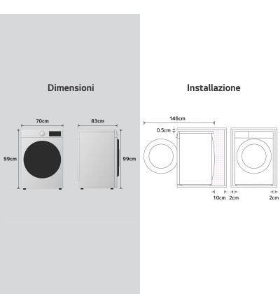 LG LG F0P3020TSWC Lavatrice 20 kg XL Centrifuga 1000 Giri Inverter Vapore Wi-Fi AI DD™ Classe B