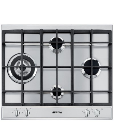 SMEG Smeg Piano cottura a gas 4 fornelli da incasso 60 cm acciaio inox wok SLR64SGH