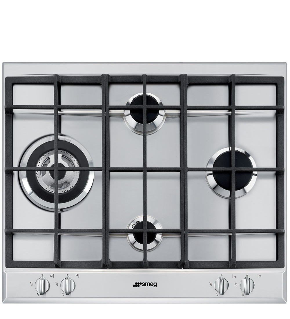 SMEG Smeg Piano cottura a gas 4 fornelli da incasso 60 cm acciaio inox wok SLR64SGH