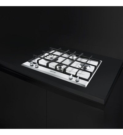 SMEG Smeg Piano cottura a gas 4 fornelli da incasso 60 cm acciaio inox wok SLR64SGH