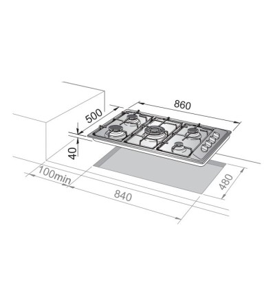 De’Longhi De'Longhi Piano Cottura Gas YAL 59 DD 5 Fornelli 86 cm da Incasso Acciaio Inox De’Longhi De'Longhi Piano Cottura Gas YAL 59 DD 5 Fornelli 86 cm da Incasso Acciaio Inox