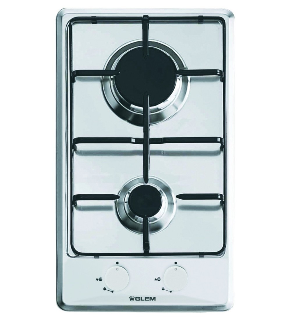 Glem Gas Glem Gas piano cottura a gas 2 fornelli 30 cm da incasso acciaio inox 4000W