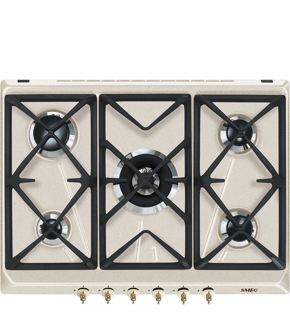 SMEG Smeg Piano cottura a gas SRV876AVOGH2 75 cm 5 fuochi da incasso colore avena SMEG Smeg Piano cottura a gas SRV876AVOGH2 75 cm 5 fuochi da incasso colore avena
