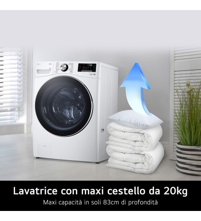 LG LG F0P3020TSWC Lavatrice 20 kg XL Centrifuga 1000 Giri Inverter Vapore Wi-Fi AI DD™ Classe B