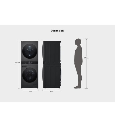 LG LG WashTower WT1210BBF Lavasciuga 12kg/10kg Nero con AI DD Wi-Fi Classe A LG LG WashTower WT1210BBF Lavasciuga 12kg/10kg Nero con AI DD Wi-Fi Classe A