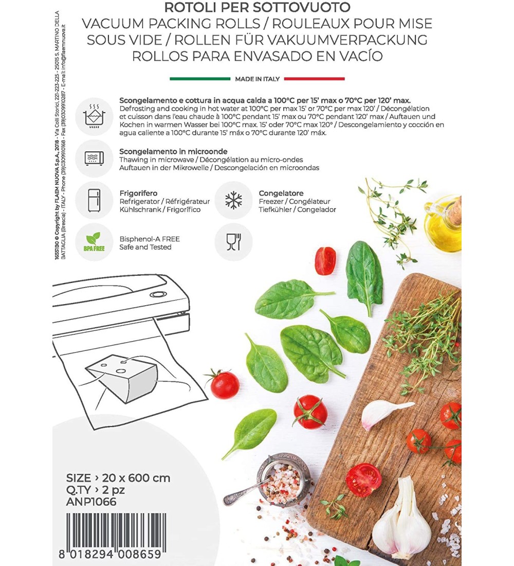Magic Vac Magic Vac Rotolo per il Sottovuoto Goffrato 20 cm 6 m 2 pz Magic Vac Magic Vac Rotolo per il Sottovuoto Goffrato 20 cm 6 m 2 pz
