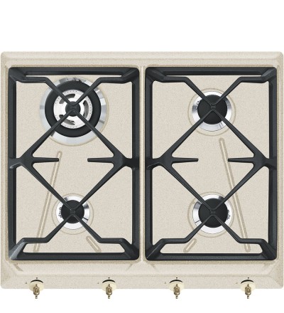 SMEG Smeg Piano cottura a gas 60cm 4 fornelli Avena da incasso con bruciatore wok 7800W