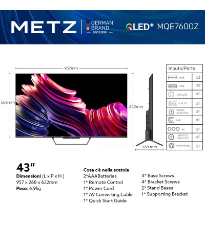 MQE MQE7600 TV 43 Pollici QLED 4K Ultra HD MQE MQE7600 TV 43 Pollici QLED 4K Ultra HD