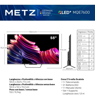 METZ Metz TV 55 QLED+ Smart TV 4K UHD con Google TV METZ Metz TV 55 QLED+ Smart TV 4K UHD con Google TV
