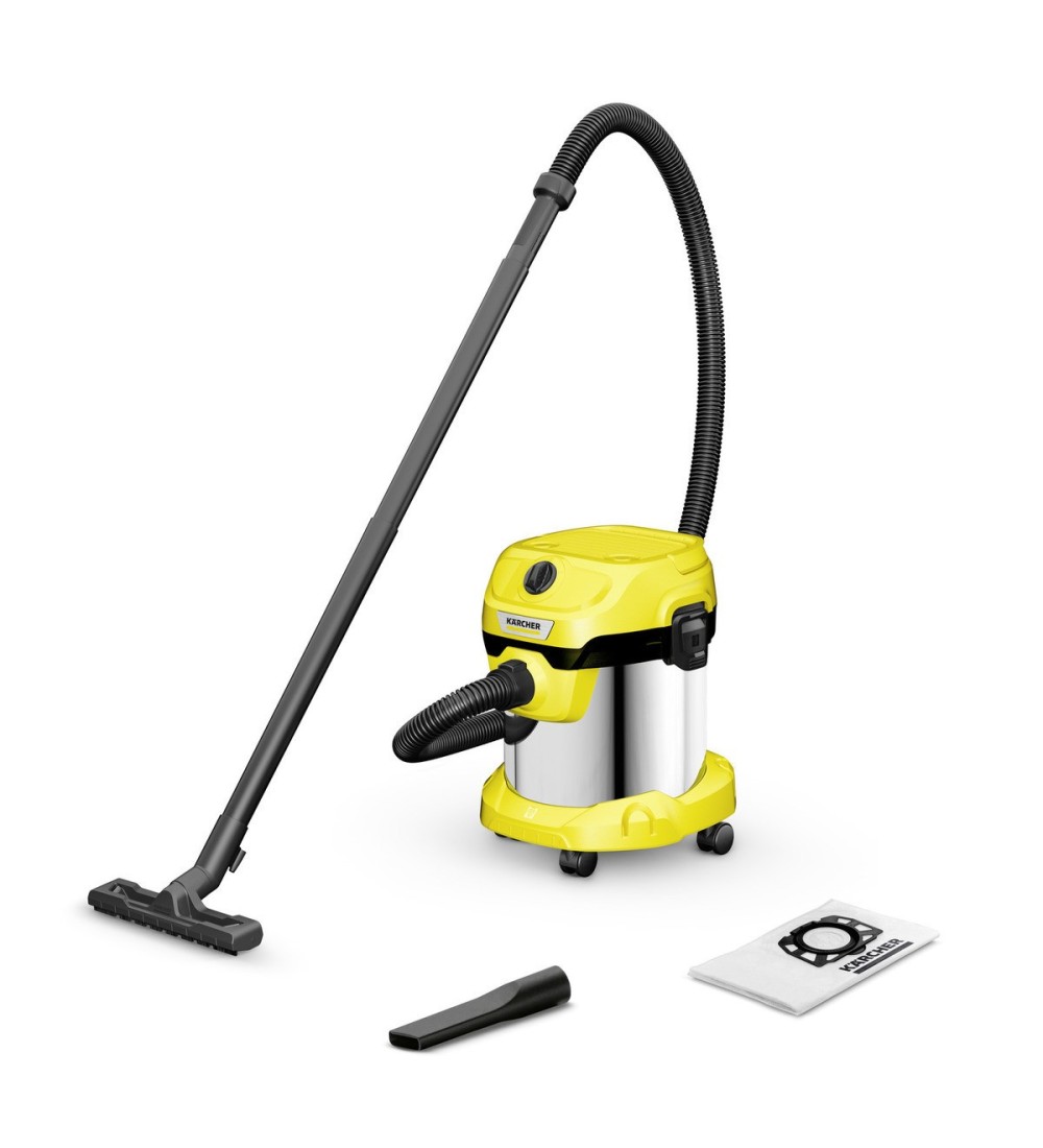Kärcher Kärcher V-15/4/18 Bidone Aspiratutto 1000 W Contenitore 15 L con Sacchetto Giallo/Inox Kärcher Kärcher V-15/4/18 Bidone Aspiratutto 1000 W Contenitore 15 L con Sacchetto Giallo/Inox