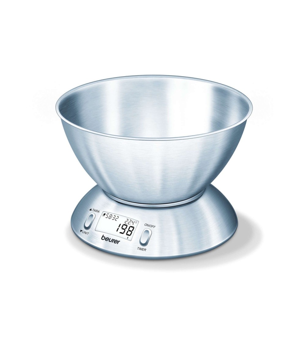 Beurer Beurer KS54 Bilancia da Cucina Digitale con Timer e Ciotola in acciaio Beurer Beurer KS54 Bilancia da Cucina Digitale con Timer e Ciotola in acciaio