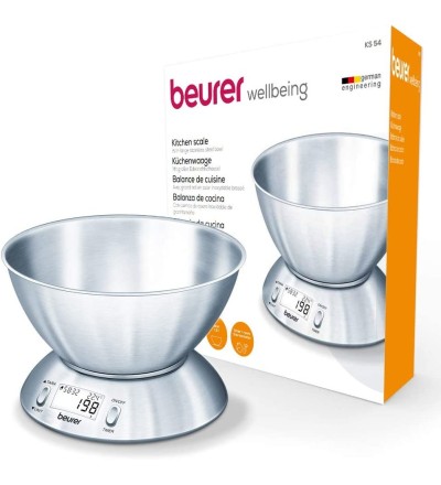Beurer Beurer KS54 Bilancia da Cucina Digitale con Timer e Ciotola in acciaio Beurer Beurer KS54 Bilancia da Cucina Digitale con Timer e Ciotola in acciaio