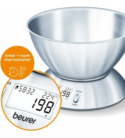 Beurer Beurer KS54 Bilancia da Cucina Digitale con Timer e Ciotola in acciaio Beurer Beurer KS54 Bilancia da Cucina Digitale con Timer e Ciotola in acciaio