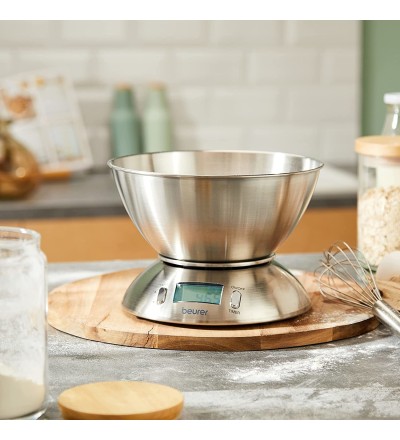 Beurer Beurer KS54 Bilancia da Cucina Digitale con Timer e Ciotola in acciaio Beurer Beurer KS54 Bilancia da Cucina Digitale con Timer e Ciotola in acciaio