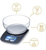 Beurer Beurer KS25 Bilancia da Cucina Elettronica Max 3 Kg con Ciotola Beurer Beurer KS25 Bilancia da Cucina Elettronica Max 3 Kg con Ciotola