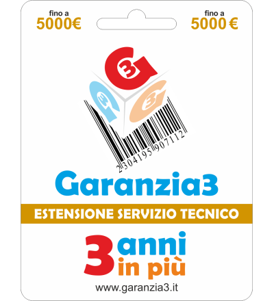  GARANZIA3 – 3 anni in più Massimale di Euro 5000,00 3 anni (36 mesi) di estensione oltre la garanzia legale
