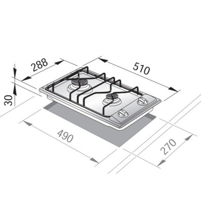 De’Longhi De'Longhi Piano Cottura a Gas I23D 2 Fuochi 30 cm Da Incasso Acciaio Inossidabile