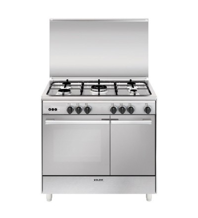 Glem Gas Cucina a Gas Glem Gas UR965VI: 5 Fuochi, Forno Ventilato, Acciaio Inox