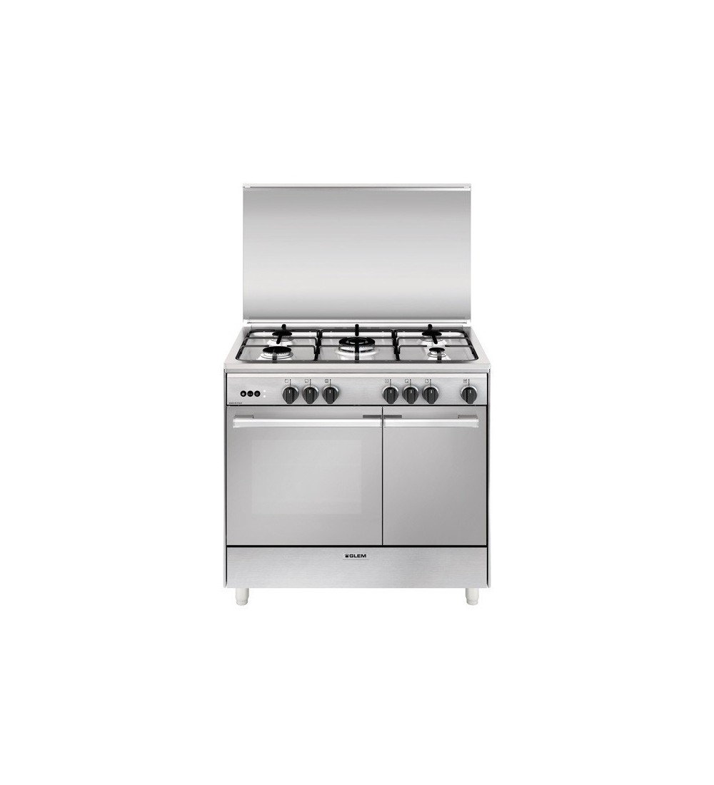 Glem Gas Cucina a Gas Glem Gas UR965VI: 5 Fuochi, Forno Ventilato, Acciaio Inox Glem Gas Cucina a Gas Glem Gas UR965VI: 5 Fuochi, Forno Ventilato, Acciaio Inox