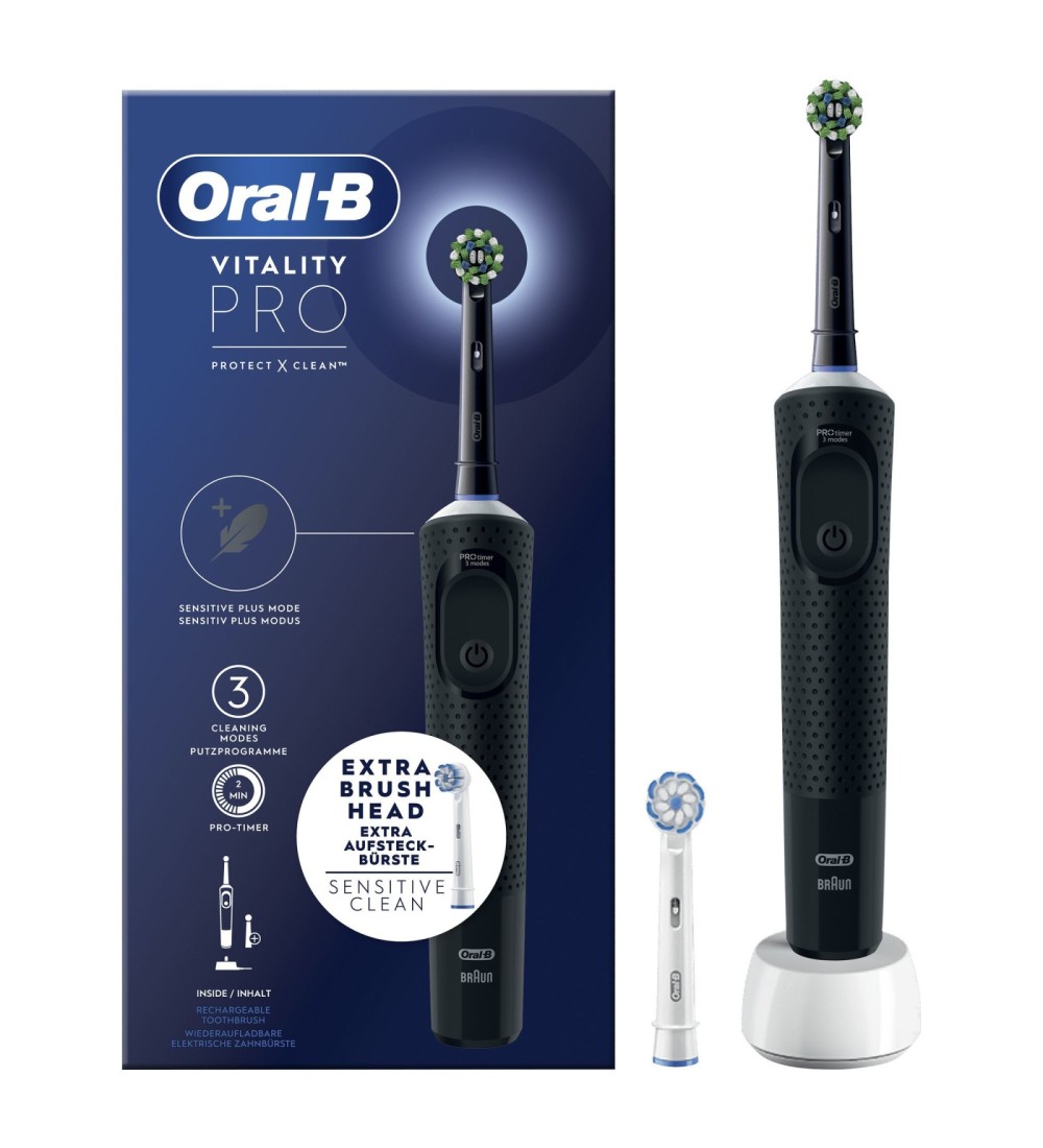 Oral-B Oral-B Vitality Spazzolino Elettrico Ricaricabile Pro Nero 2 testine