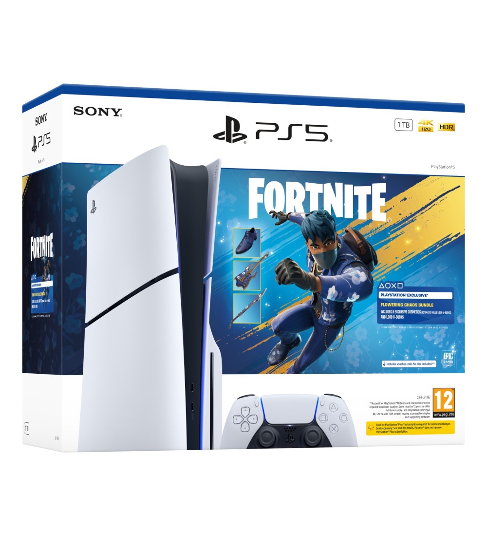 SONY PS5 Console 1TB Standard Slim White + Fortnite Flowering Chaos SONY PS5 Console 1TB Standard Slim White + Fortnite Flowering Chaos