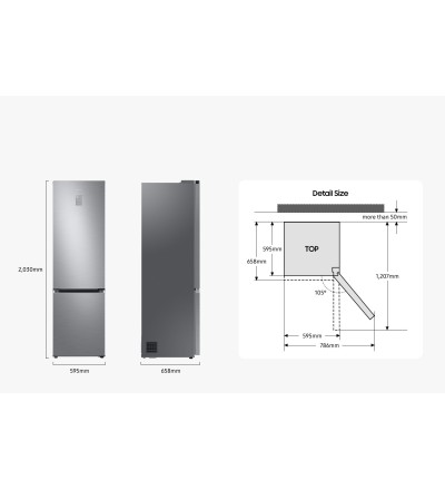 Samsung Samsung RB38C607AS9 Frigo combinato 2 Porte 2m 387L Inverter No Frost AI Wi-Fi Classe A Inox