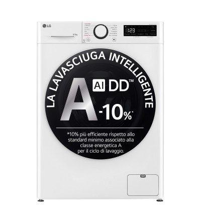LG LG Lavasciuga Slim D2R5S09TSWW 9 5 kg AI DD Classe E 1200 Giri TurboWash 360 Vapore Allergy Care Bianca