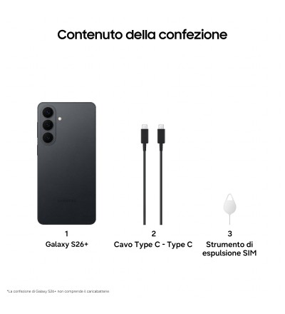 Samsung Samsung Galaxy S26+ 12GB 256GB 6.7 5G Colore Black Garanzia Europa 24 Mesi Samsung Samsung Galaxy S26+ 12GB 256GB 6.7 5G Colore Black Garanzia Europa 24 Mesi
