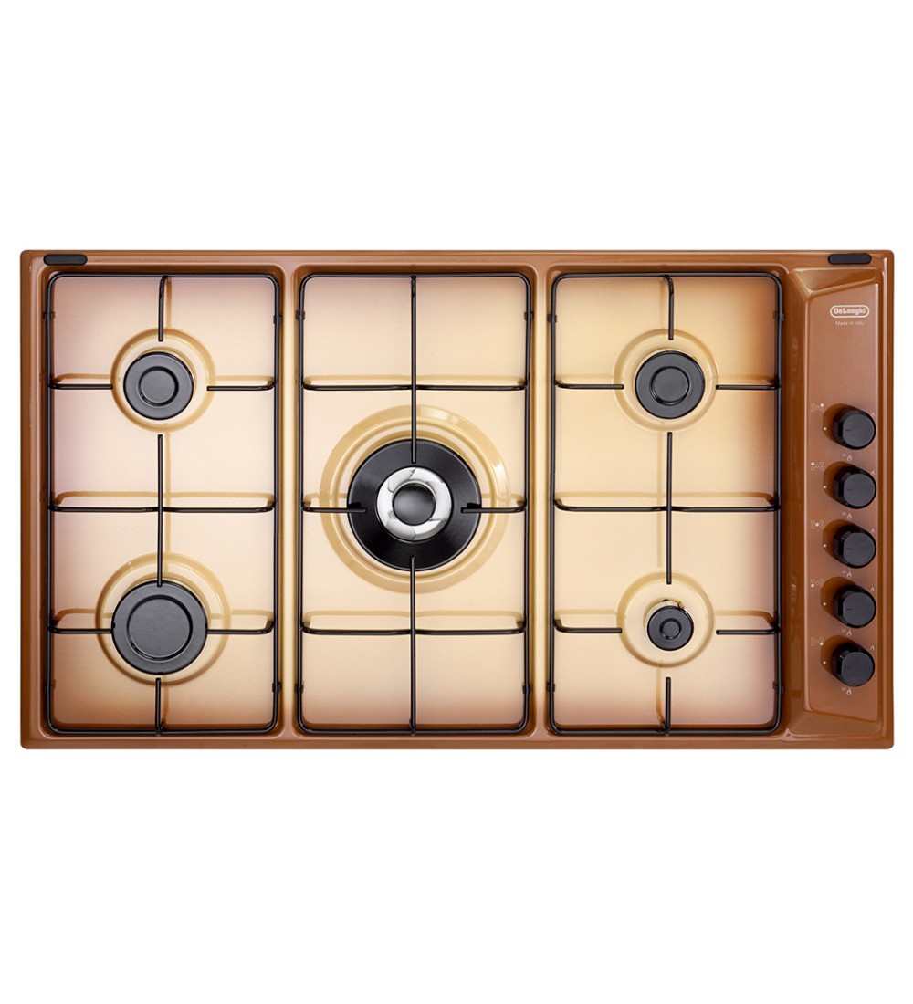 De'Longhi De’Longhi FLT59DD Piano Cottura da incasso a Gas 5 Fuochi 90 Cm Terra di Francia De'Longhi De’Longhi FLT59DD Piano Cottura da incasso a Gas 5 Fuochi 90 Cm Terra di Francia