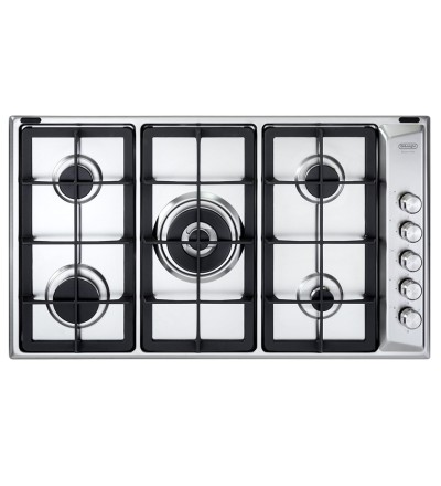 De'Longhi De’Longhi PLI59GHD Piano Cottura da incasso a Gas 5 Fuochi Griglie in Ghisa 90 Cm Inox