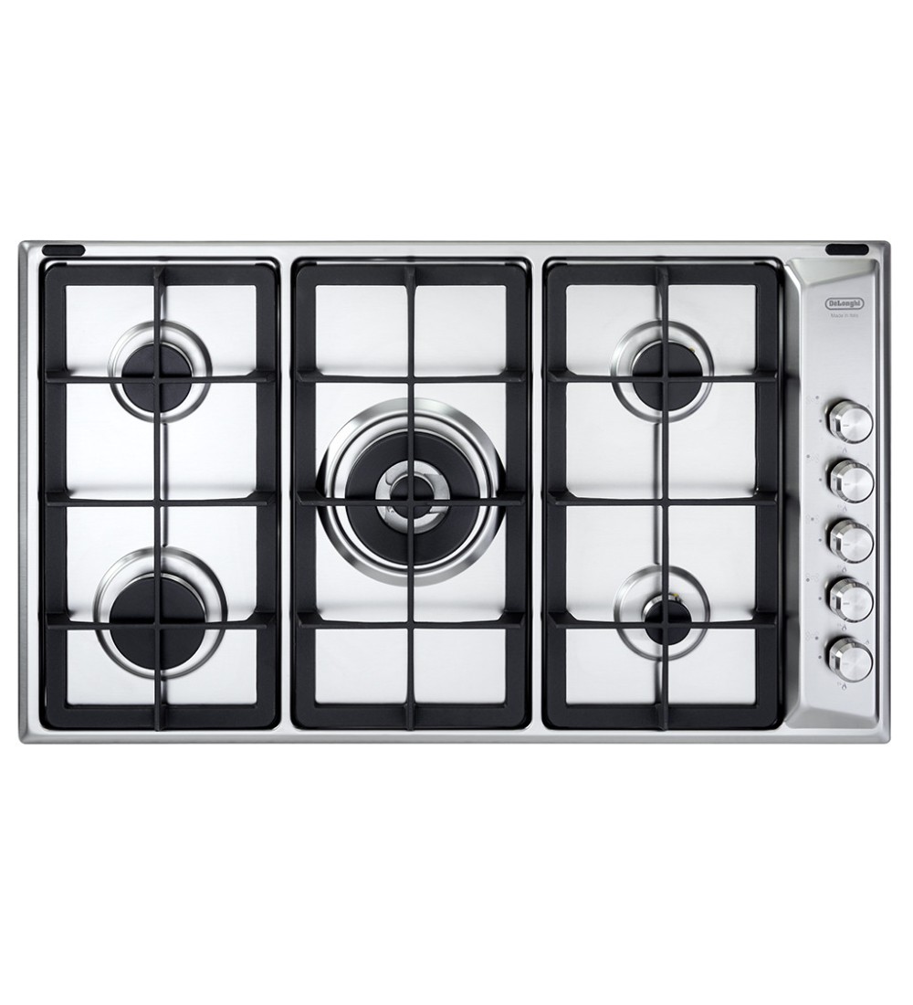 De'Longhi De’Longhi PLI59GHD Piano Cottura da incasso a Gas 5 Fuochi Griglie in Ghisa 90 Cm Inox De'Longhi De’Longhi PLI59GHD Piano Cottura da incasso a Gas 5 Fuochi Griglie in Ghisa 90 Cm Inox