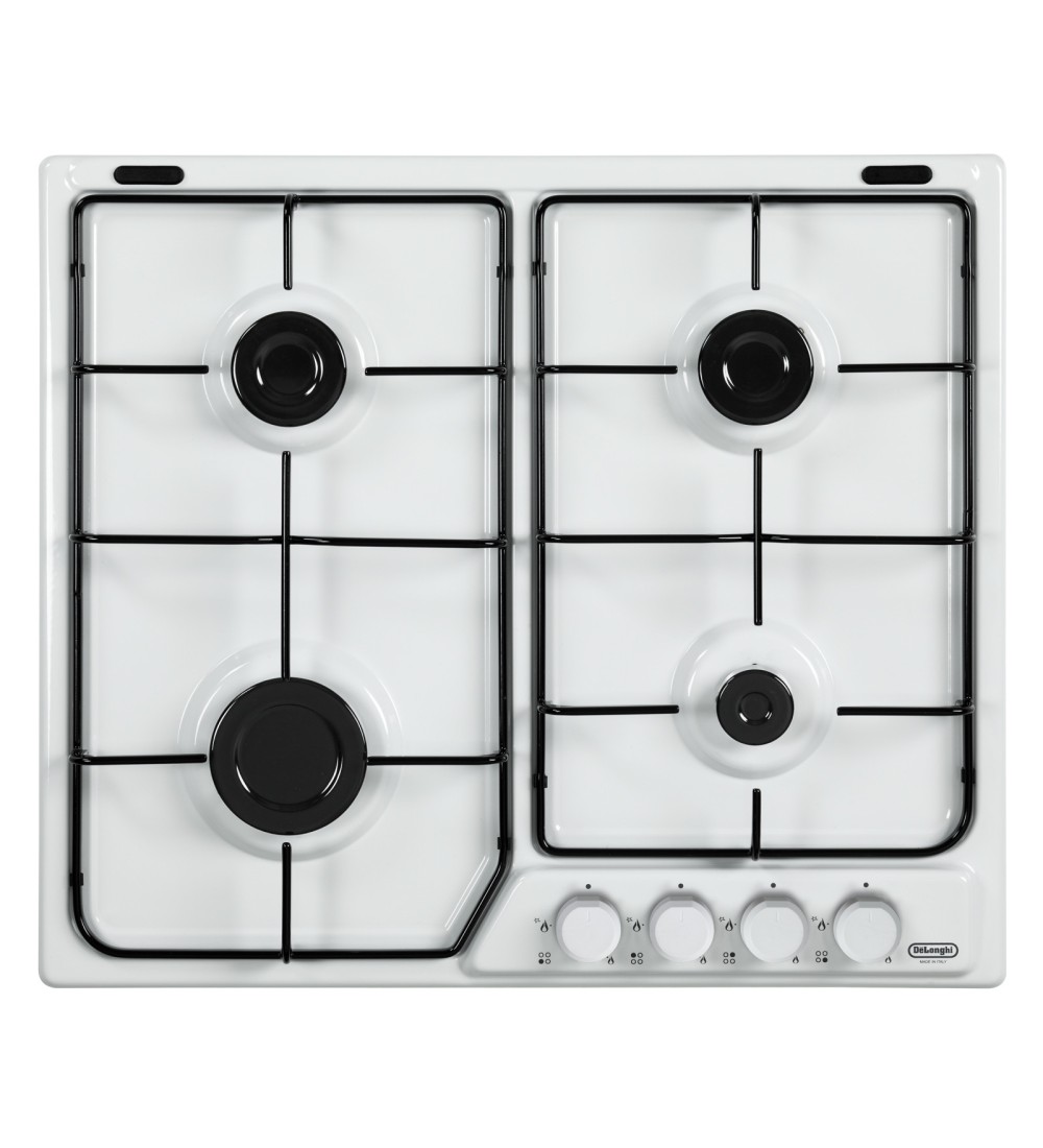 De'Longhi De’Longhi FFB46ASV Piano Cottura da incasso a Gas 4 Fuochi 60 Cm Smaltato Bianco De'Longhi De’Longhi FFB46ASV Piano Cottura da incasso a Gas 4 Fuochi 60 Cm Smaltato Bianco