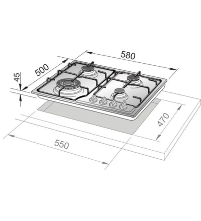 DE LONGHI De’Longhi FFA46ASV Piano Cottura da incasso a Gas 4 Fuochi 60 Cm Inox DE LONGHI De’Longhi FFA46ASV Piano Cottura da incasso a Gas 4 Fuochi 60 Cm Inox
