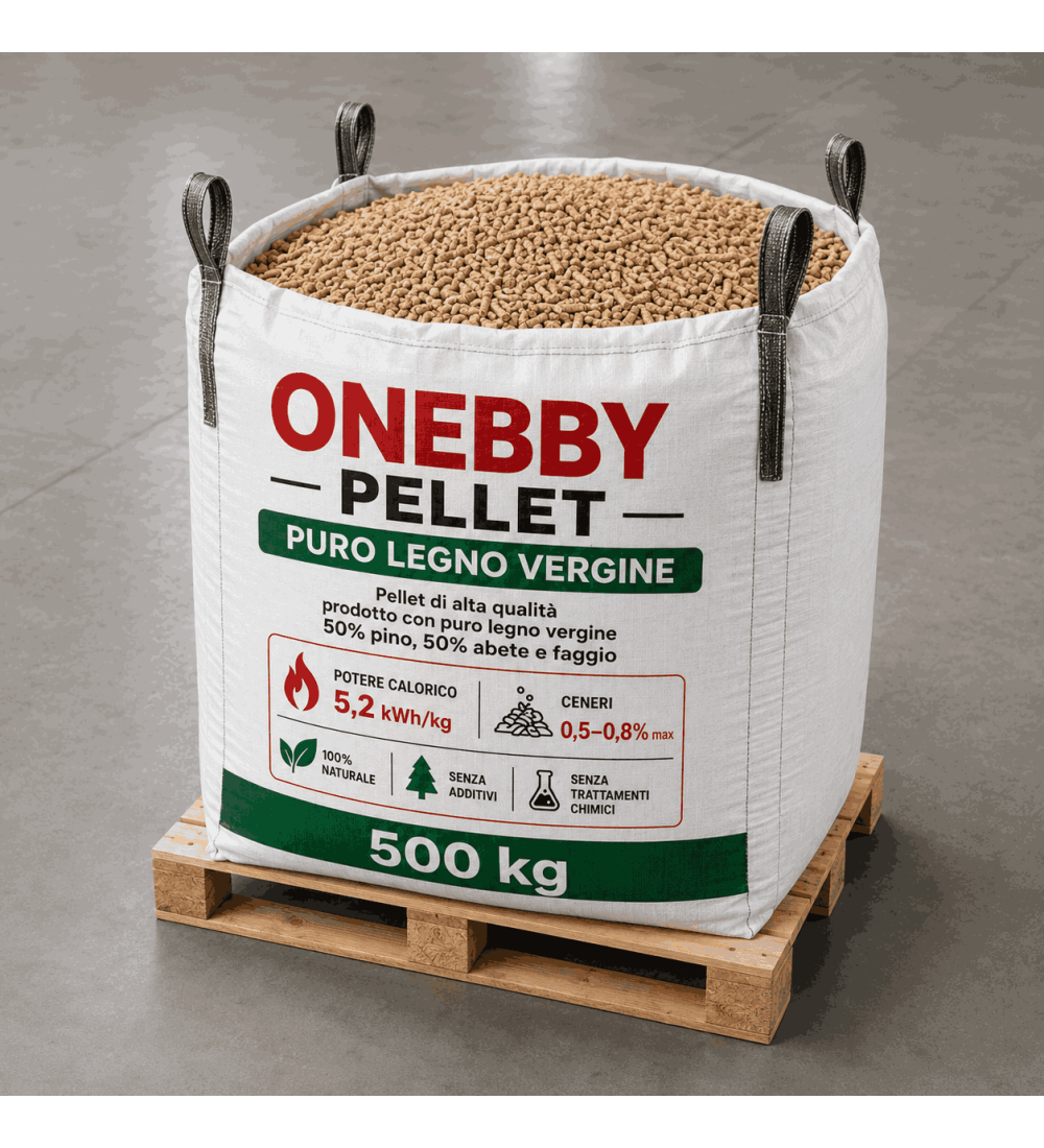 Pellet in Big Bag da 500 kg Puro Legno Vergine Pino Abete e Faggio nostra produzione Preordine Disponibile Pellet in Big Bag da 500 kg Puro Legno Vergine Pino Abete e Faggio nostra produzione Preordine Disponibile