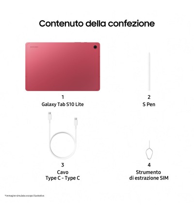 Samsung Galaxy Tab S10 Lite 6+128GB 10.9 con S Pen Colore Rosso Corallo Garanzia Italia 24 Mesi Samsung Galaxy Tab S10 Lite 6+128GB 10.9 con S Pen Colore Rosso Corallo Garanzia Italia 24 Mesi