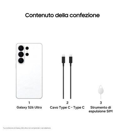 Samsung Galaxy S26 Ultra 12+256GB 6.9 5G Bianco Garanzia Europa 24 Mesi Samsung Galaxy S26 Ultra 12+256GB 6.9 5G Bianco Garanzia Europa 24 Mesi